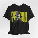 Psycho Norman Bates Portrait Graphic T-Shirt | Alfred Hitchcock Movie Yellow Block Lettering