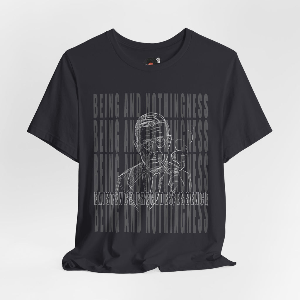 Being and Nothingness graphic Tee | Sartre portrait, existential philosophy text