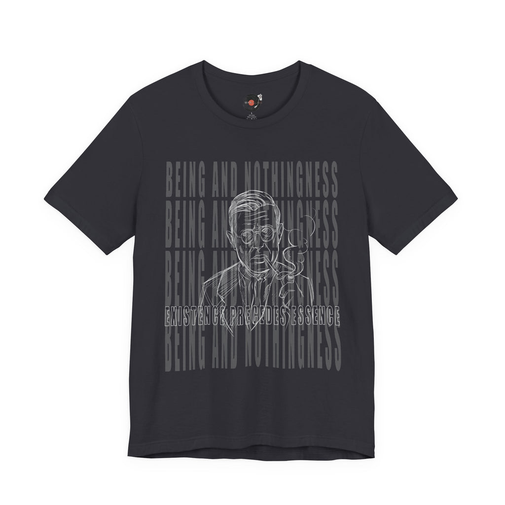 Being and Nothingness graphic Tee | Sartre portrait, existential philosophy text