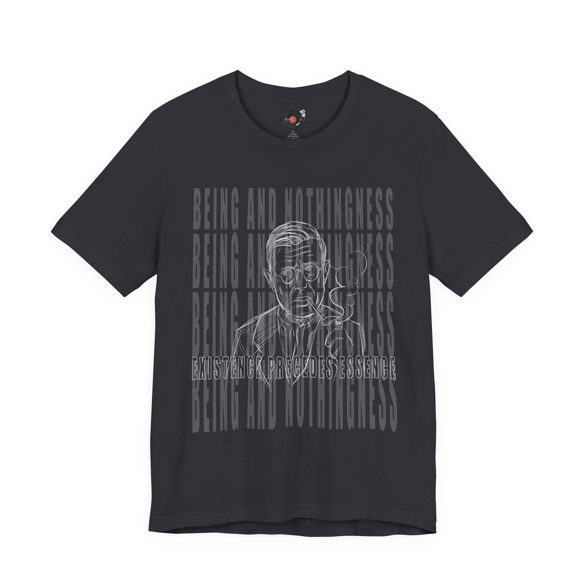 Being and Nothingness graphic Tee | Sartre portrait, existential philosophy text