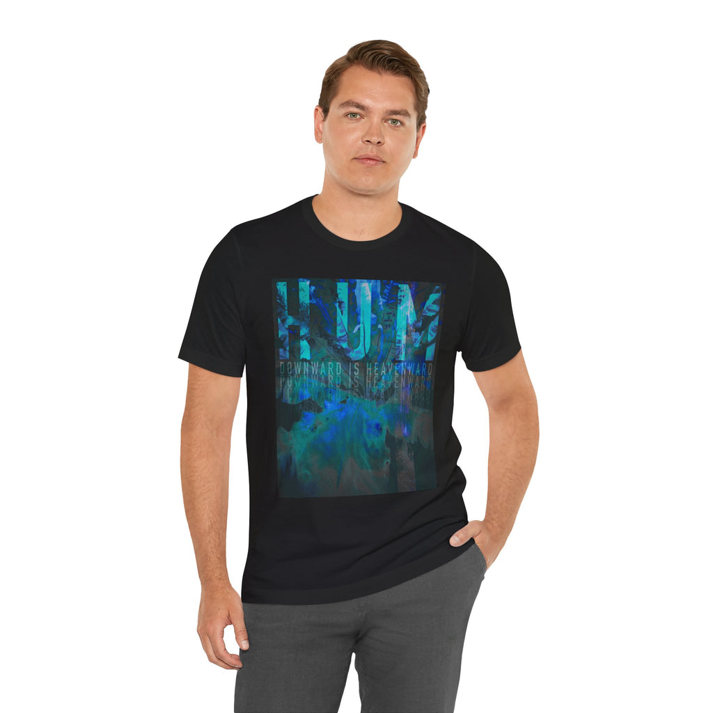 HUM Downward Is Heavenward Abstract Blue Ocean Art T-Shirt | 90s Indie Music Graphic