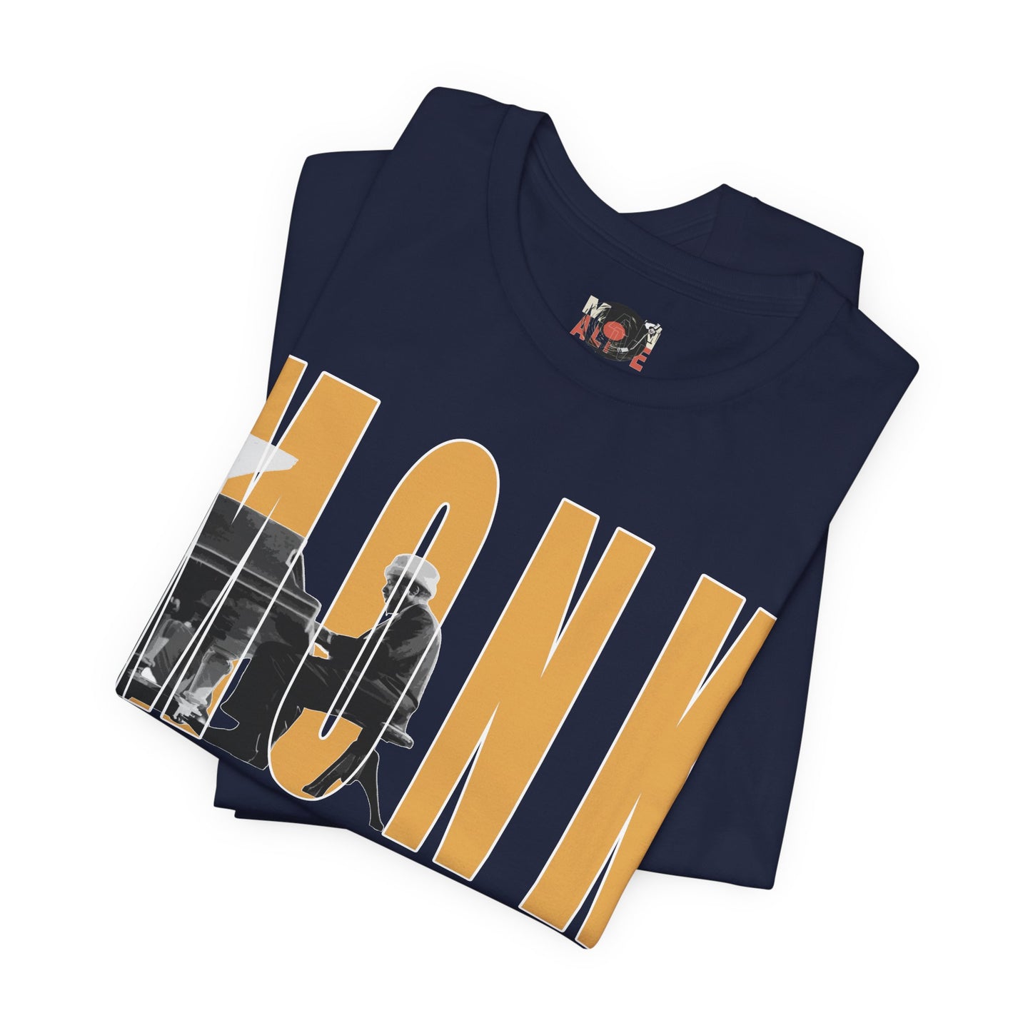 Thelonious Monk Vintage Jazz Silhouette T-Shirt | Yellow Block Letters