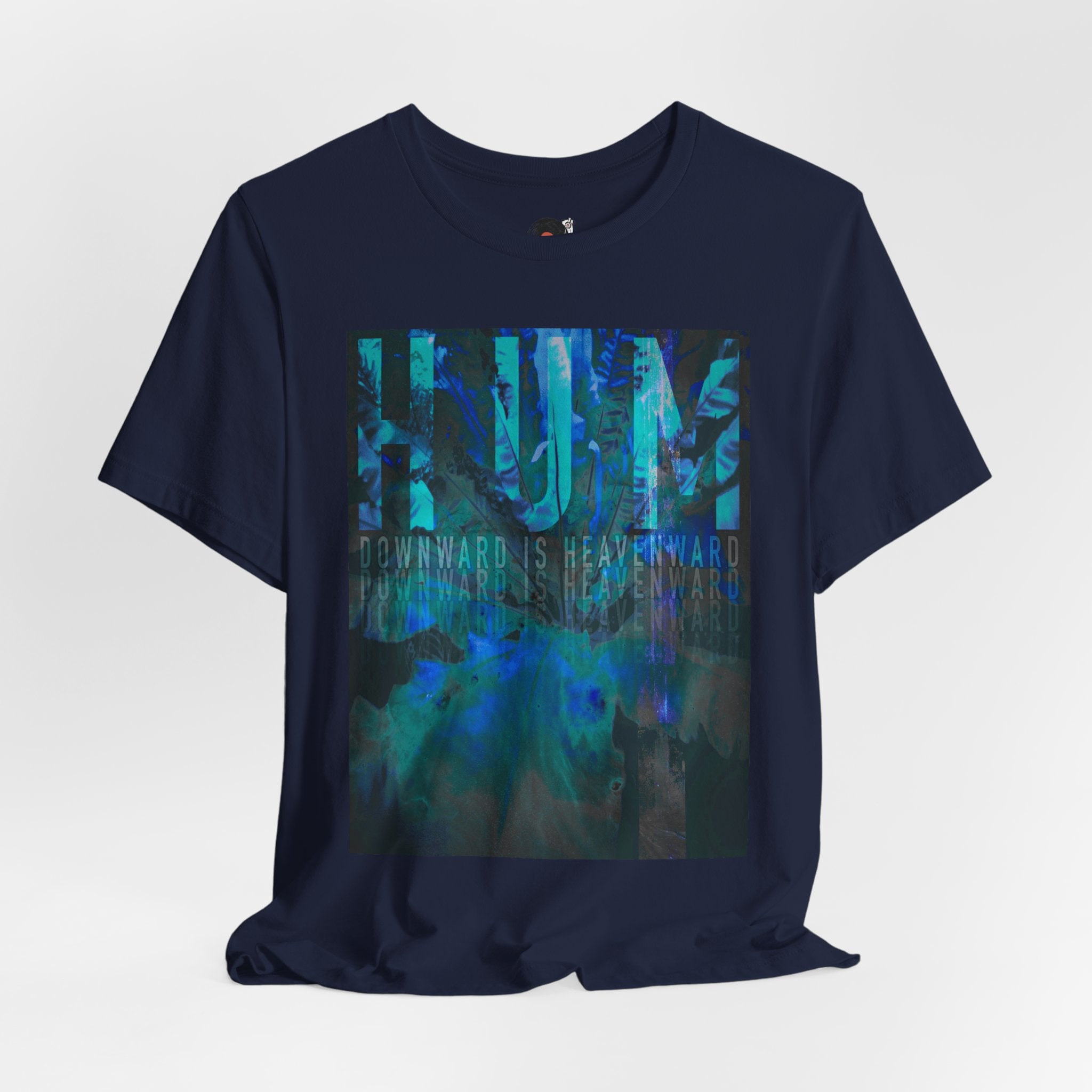 HUM Downward Is Heavenward Abstract Blue Ocean Art T-Shirt | 90s Indie Music Graphic