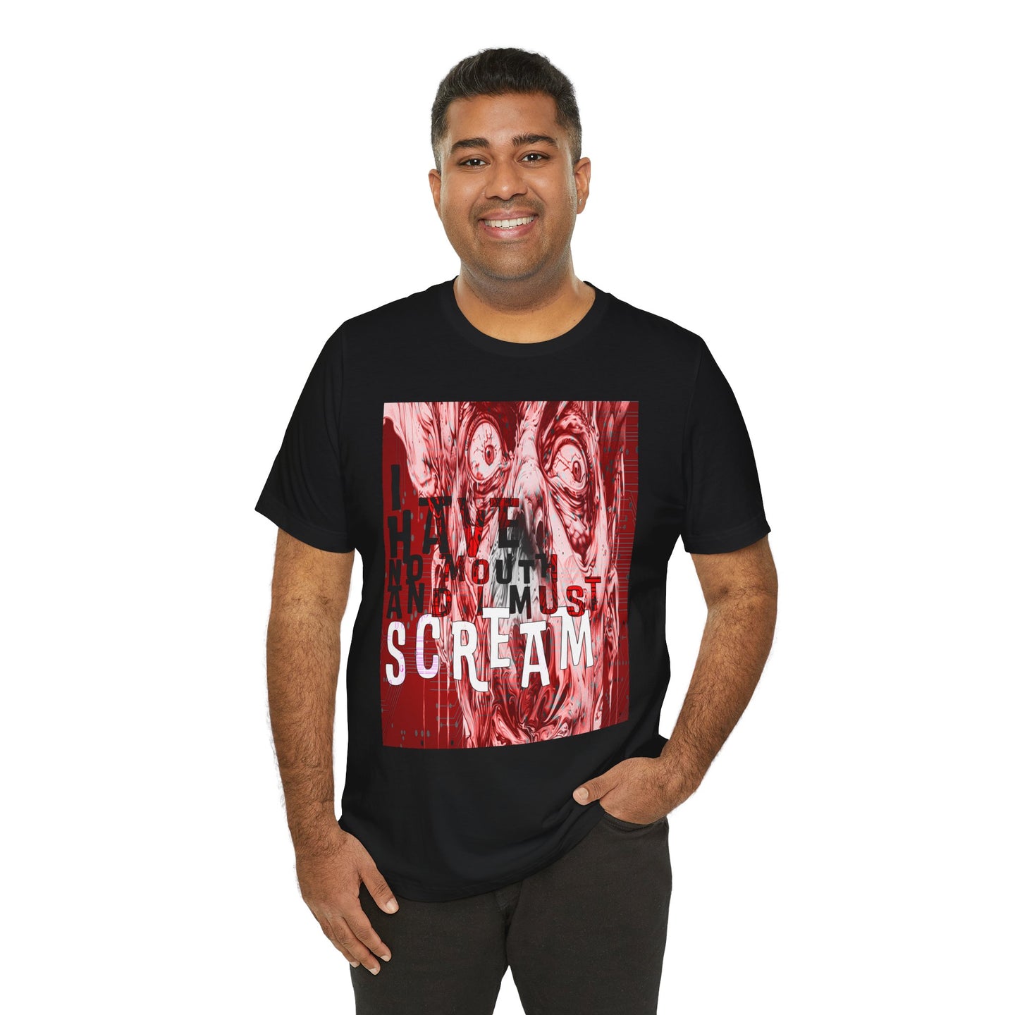 "I Have No Mouth, And I Must Scream" Harlan Ellison Distressed Horror Sci‑Fi T-Shirt