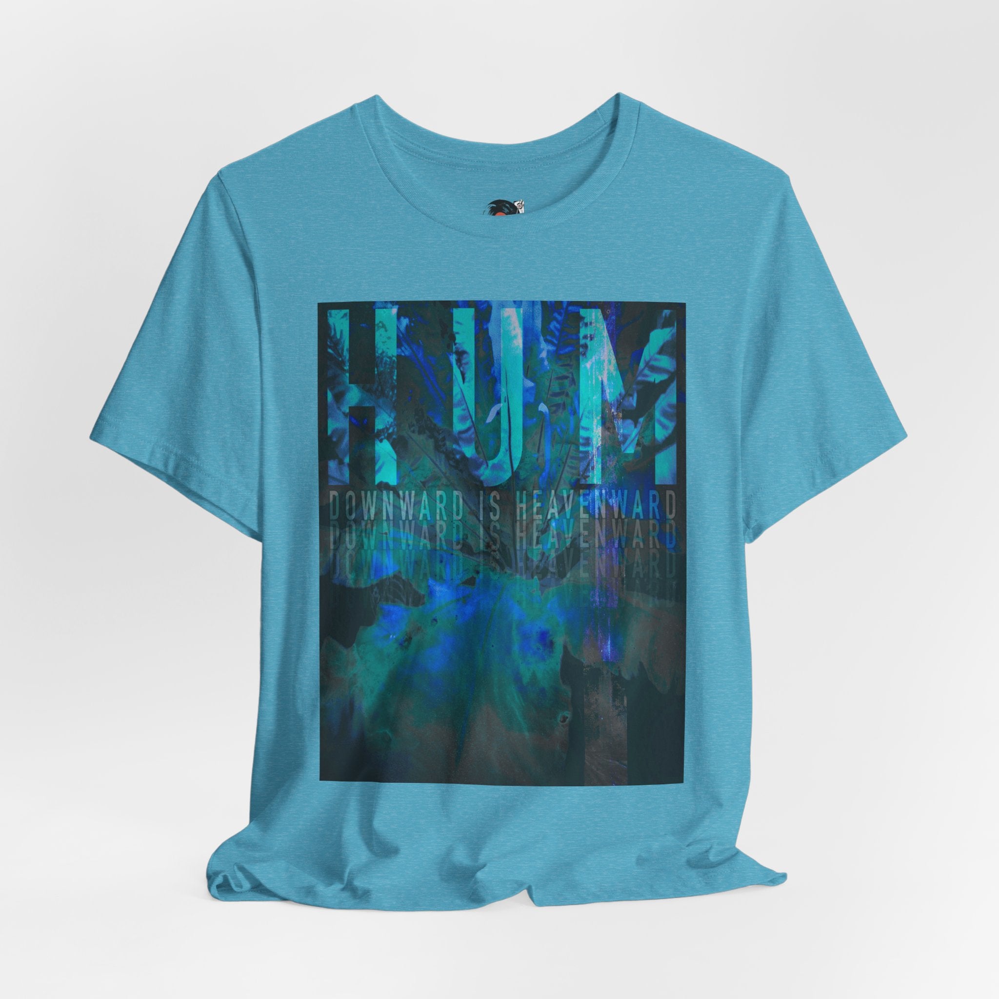 HUM Downward Is Heavenward Abstract Blue Ocean Art T-Shirt | 90s Indie Music Graphic