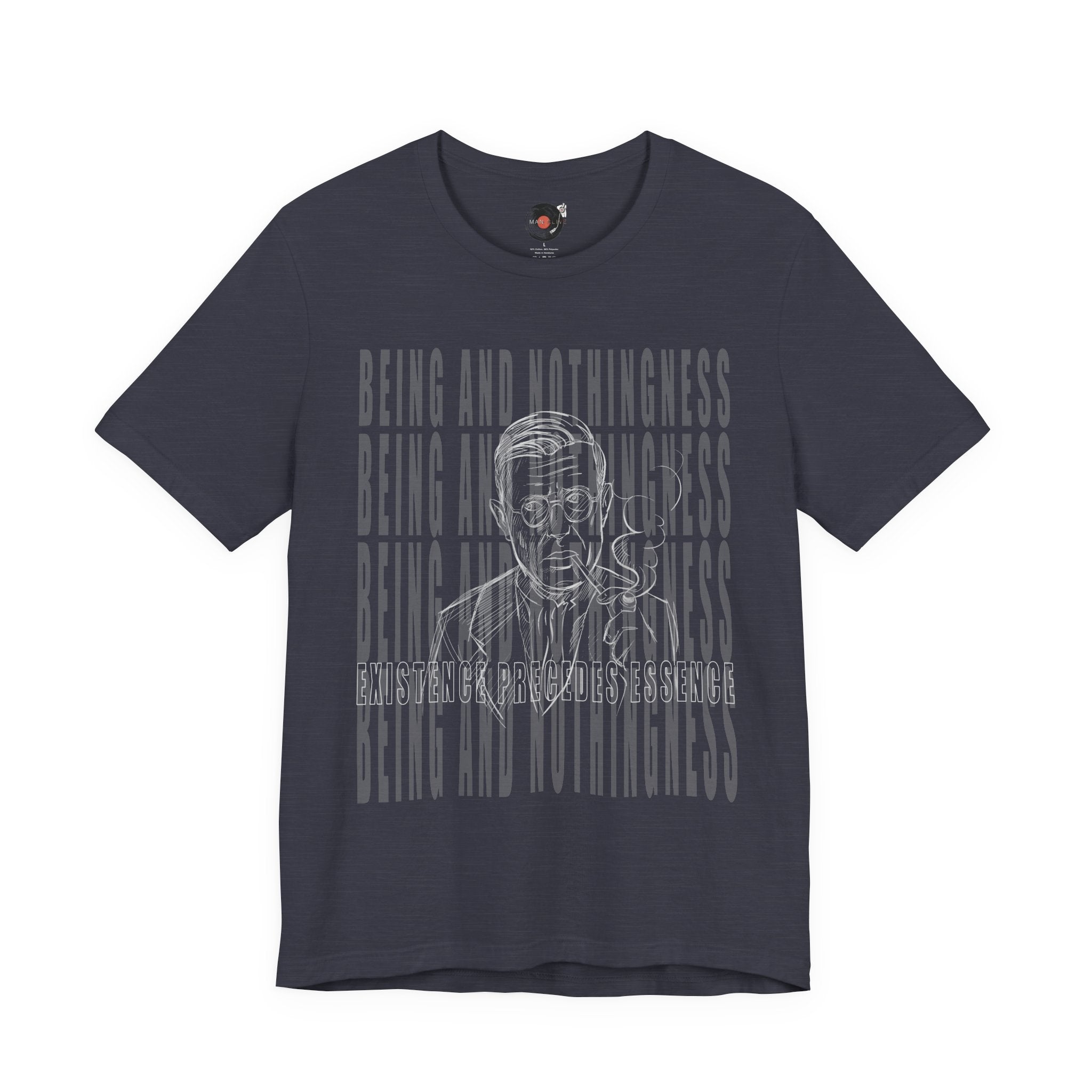 Being and Nothingness graphic Tee | Sartre portrait, existential philosophy text