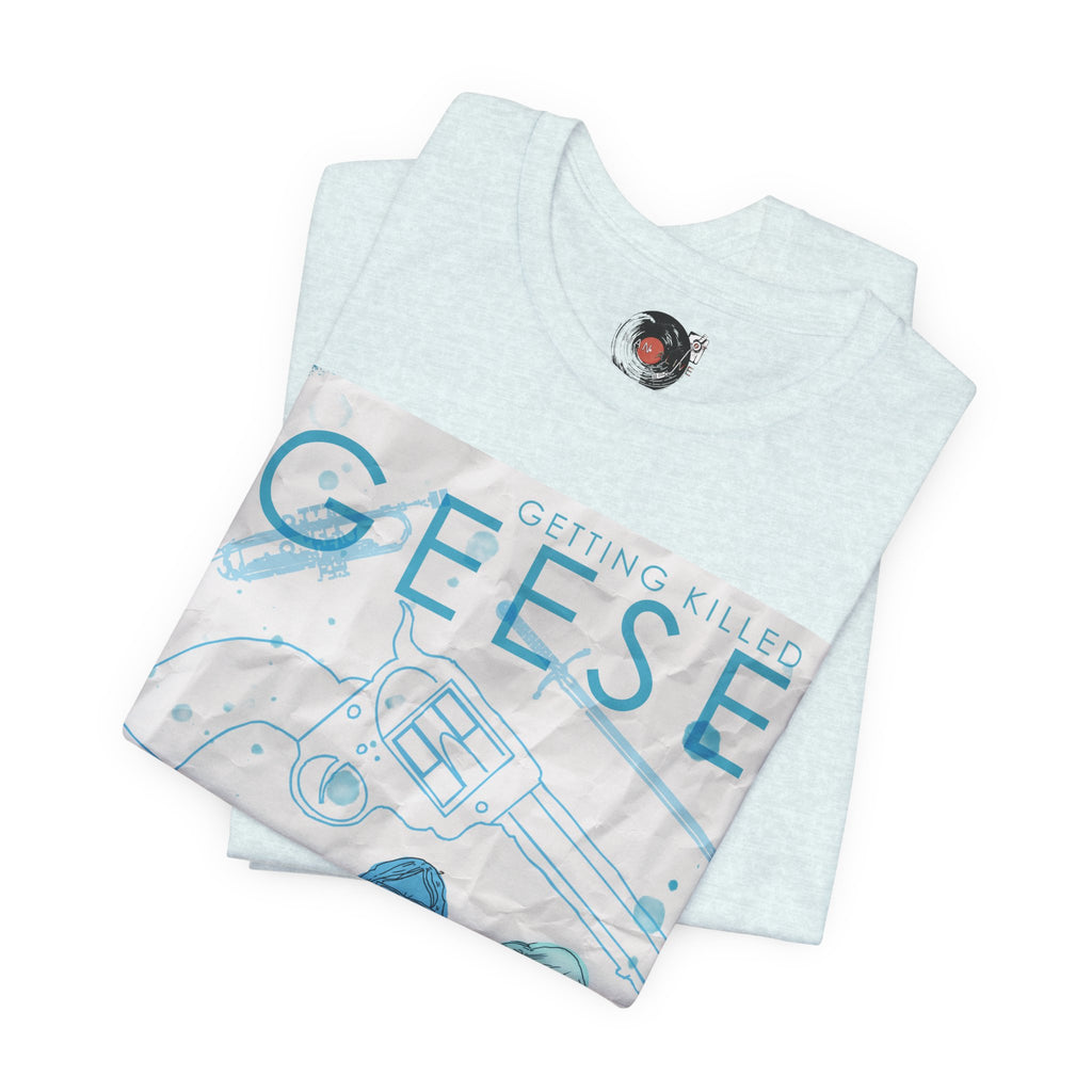 Getting Killed Geese band art T-Shirt | Retro portrait, blue line illustration