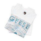Getting Killed Geese band art T-Shirt | Retro portrait, blue line illustration