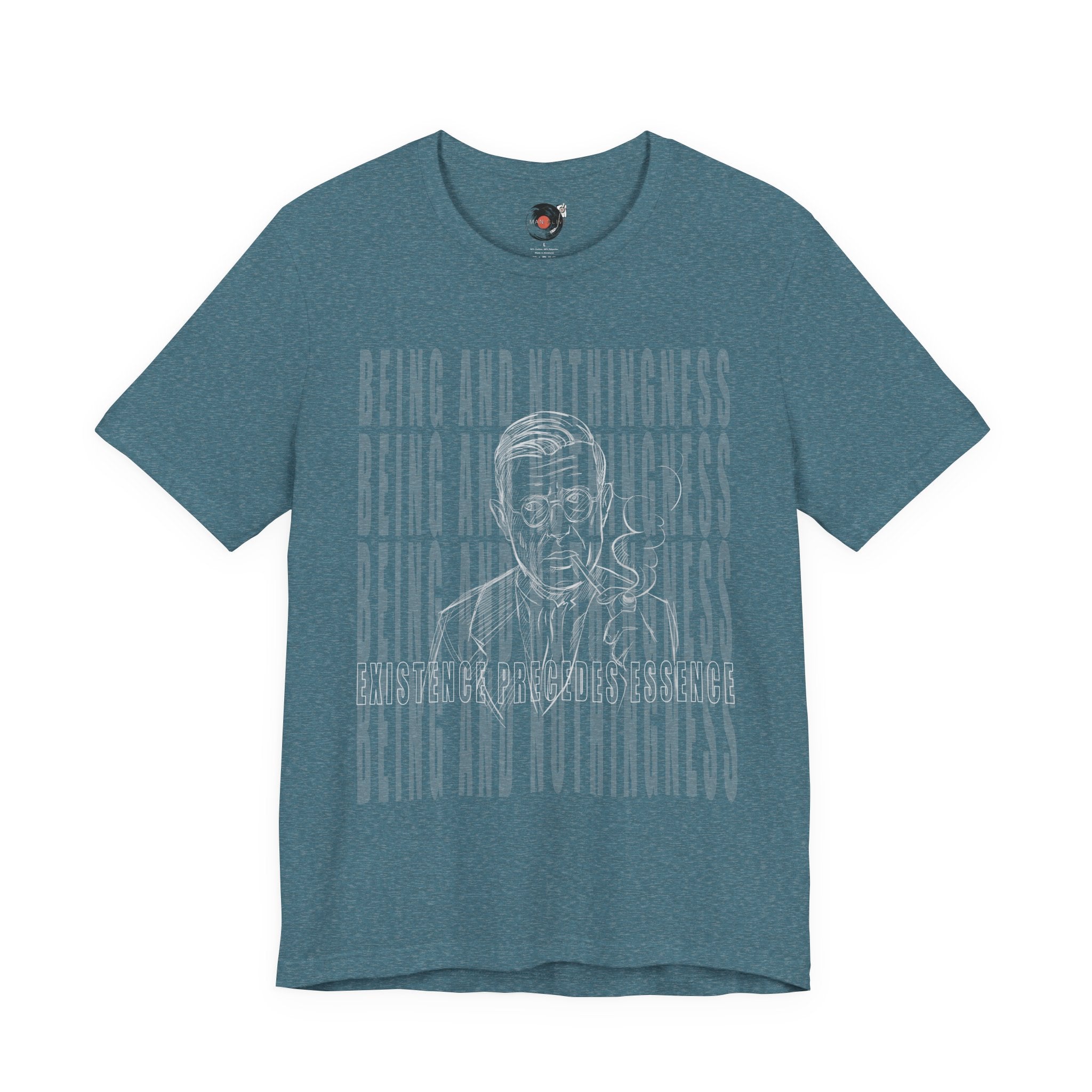 Being and Nothingness graphic Tee | Sartre portrait, existential philosophy text