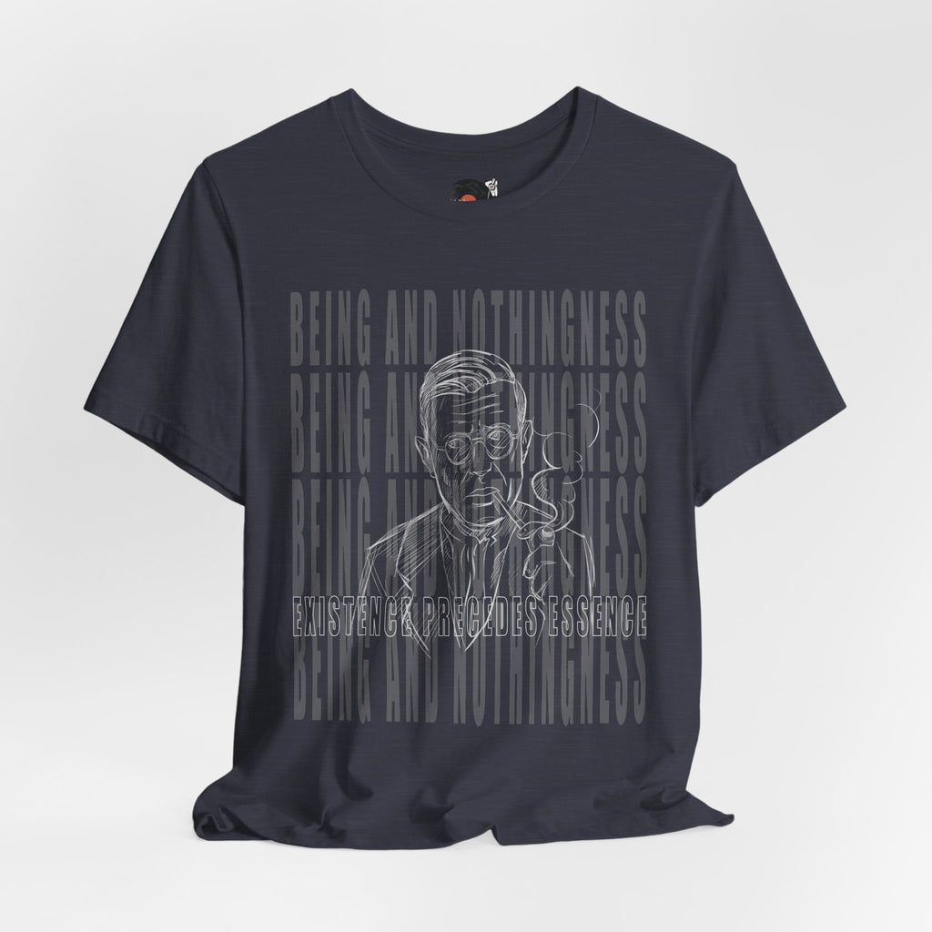 Being and Nothingness graphic Tee | Sartre portrait, existential philosophy text
