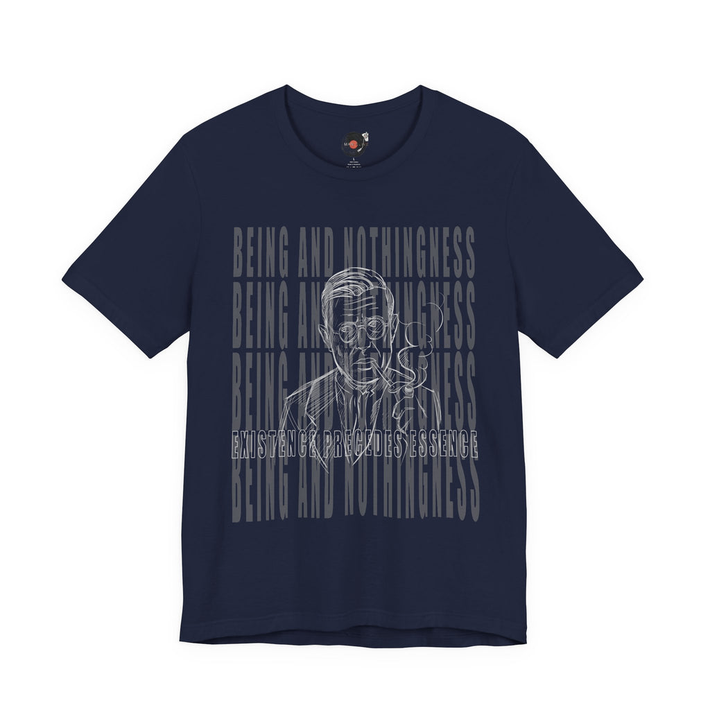 Being and Nothingness graphic Tee | Sartre portrait, existential philosophy text