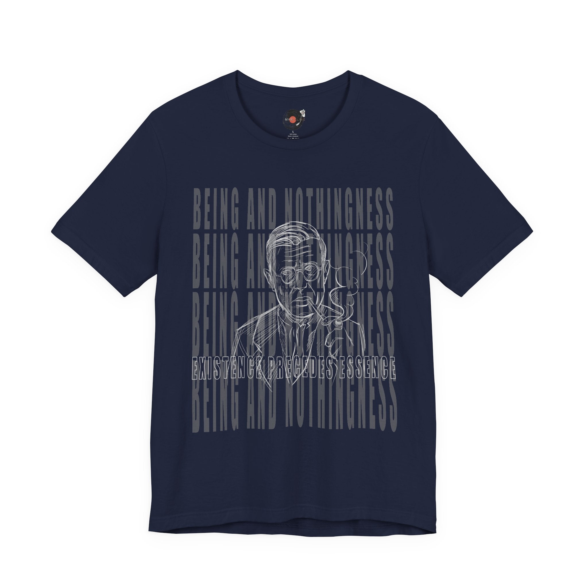 Being and Nothingness graphic Tee | Sartre portrait, existential philosophy text