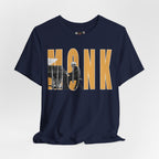 Thelonious Monk Vintage Jazz Silhouette T-Shirt | Yellow Block Letters