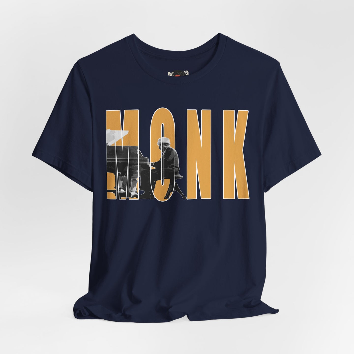 Thelonious Monk Vintage Jazz Silhouette T-Shirt | Yellow Block Letters