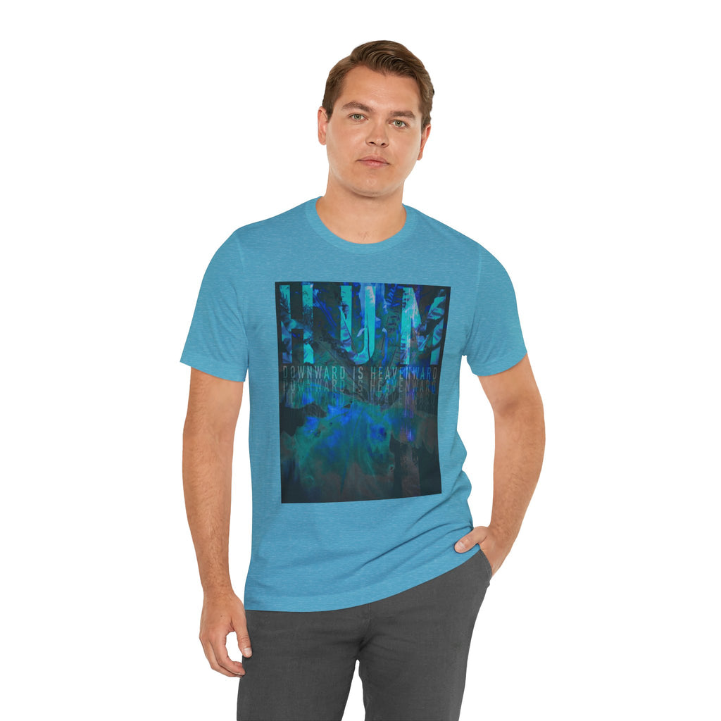 HUM Downward Is Heavenward Abstract Blue Ocean Art T-Shirt | 90s Indie Music Graphic