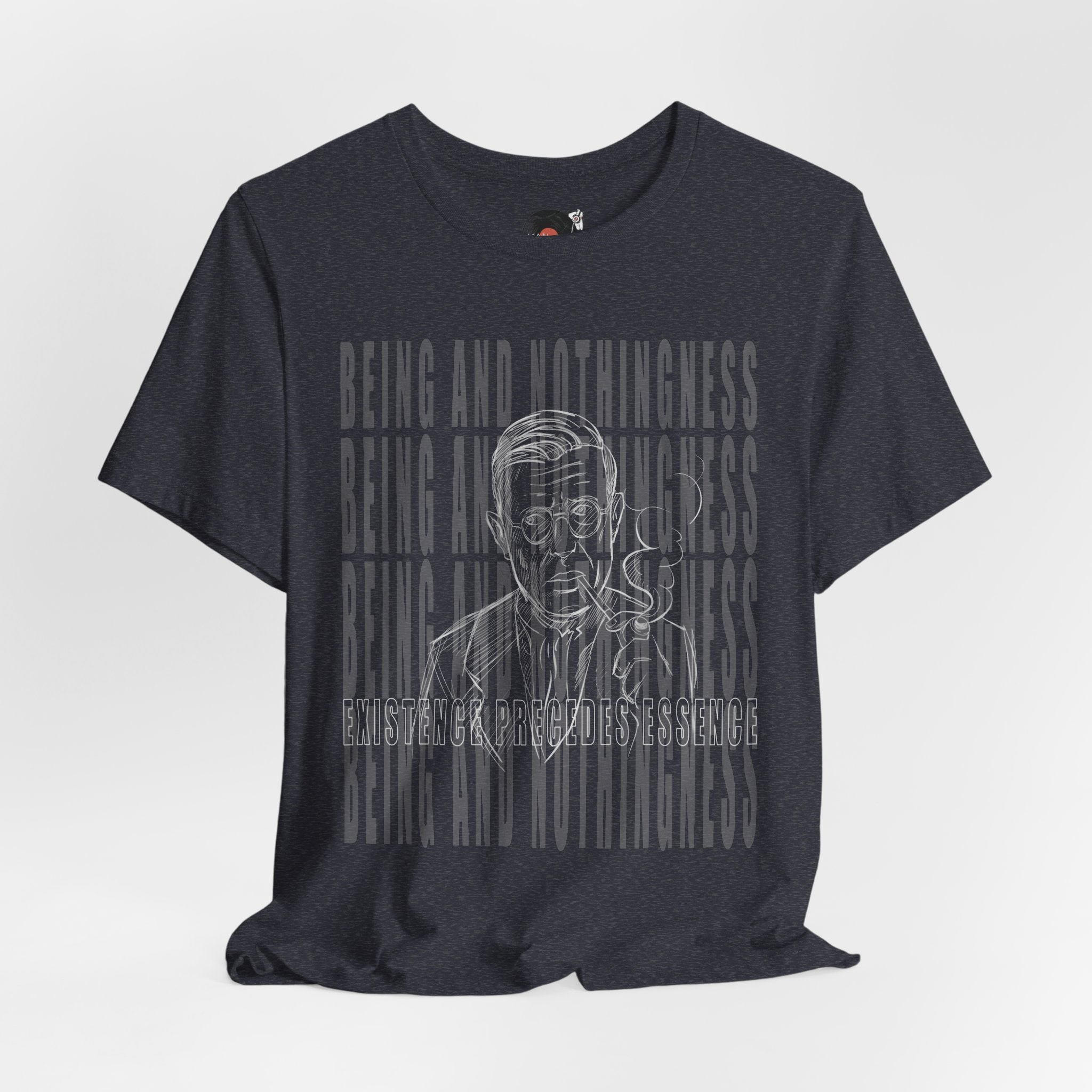 Being and Nothingness graphic Tee | Sartre portrait, existential philosophy text
