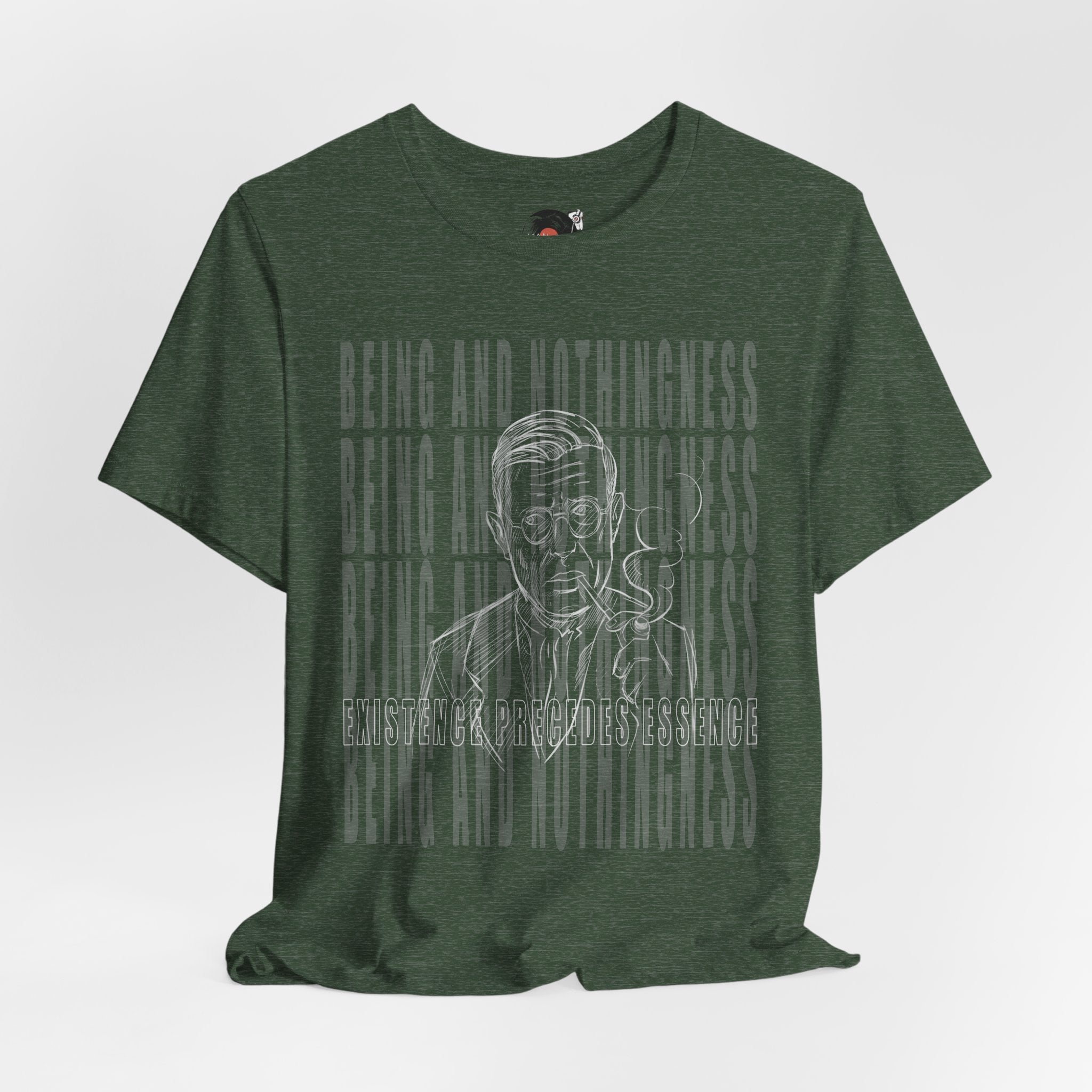 Being and Nothingness graphic Tee | Sartre portrait, existential philosophy text