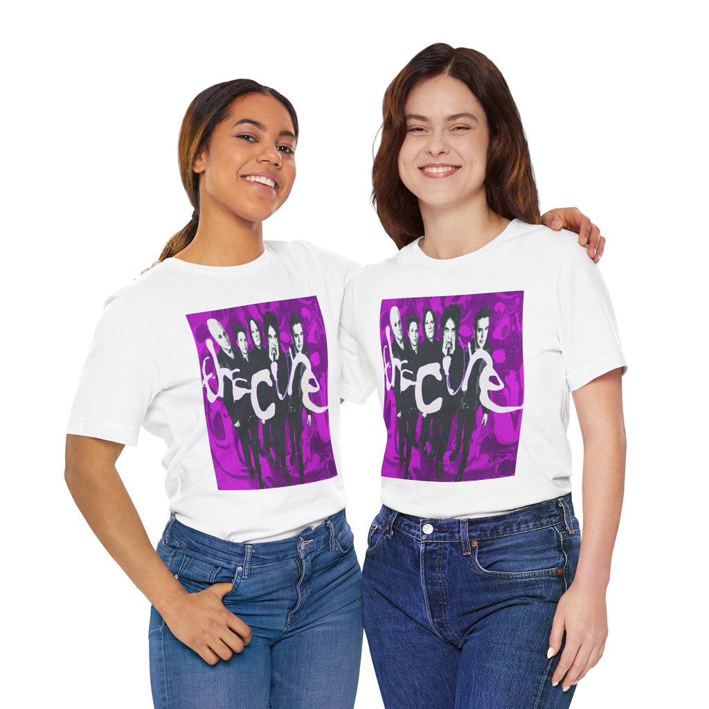 The Cure Band Photo Tee | Alternative Rock Shirt, Purple Graphic