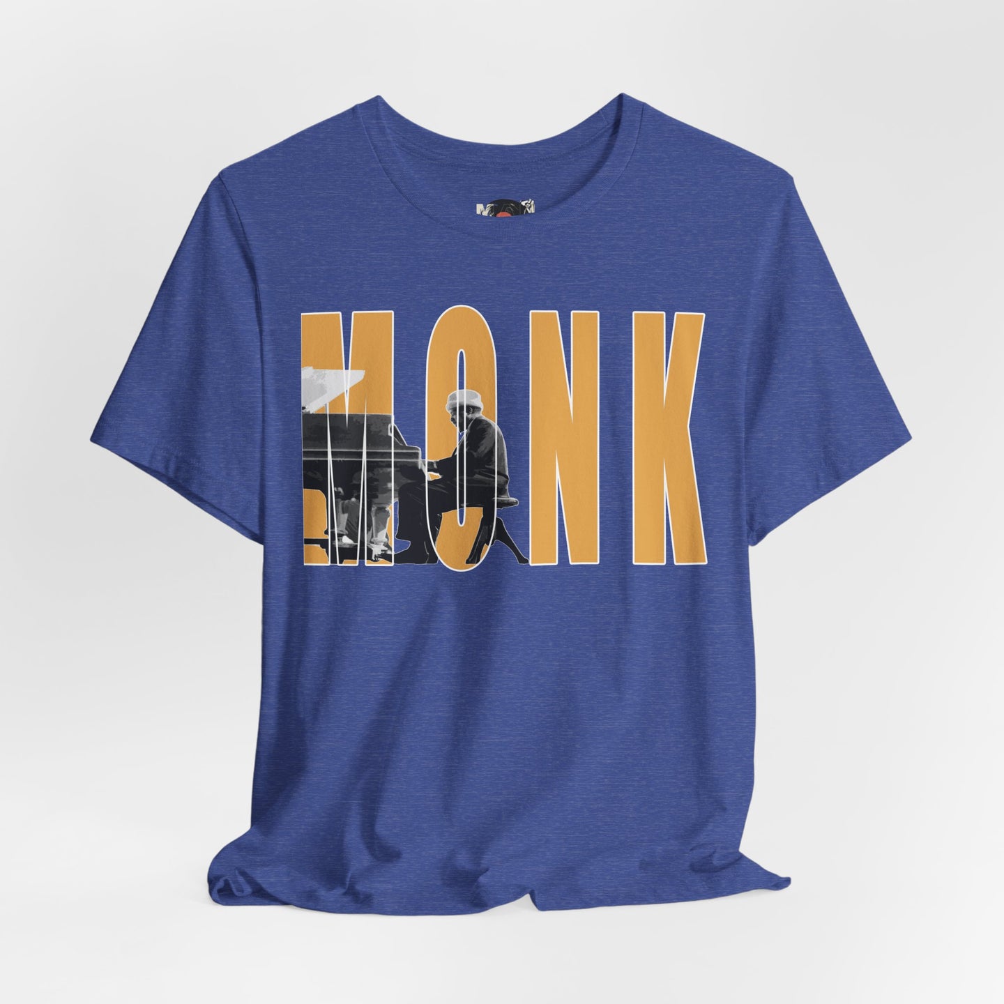 Thelonious Monk Vintage Jazz Silhouette T-Shirt | Yellow Block Letters