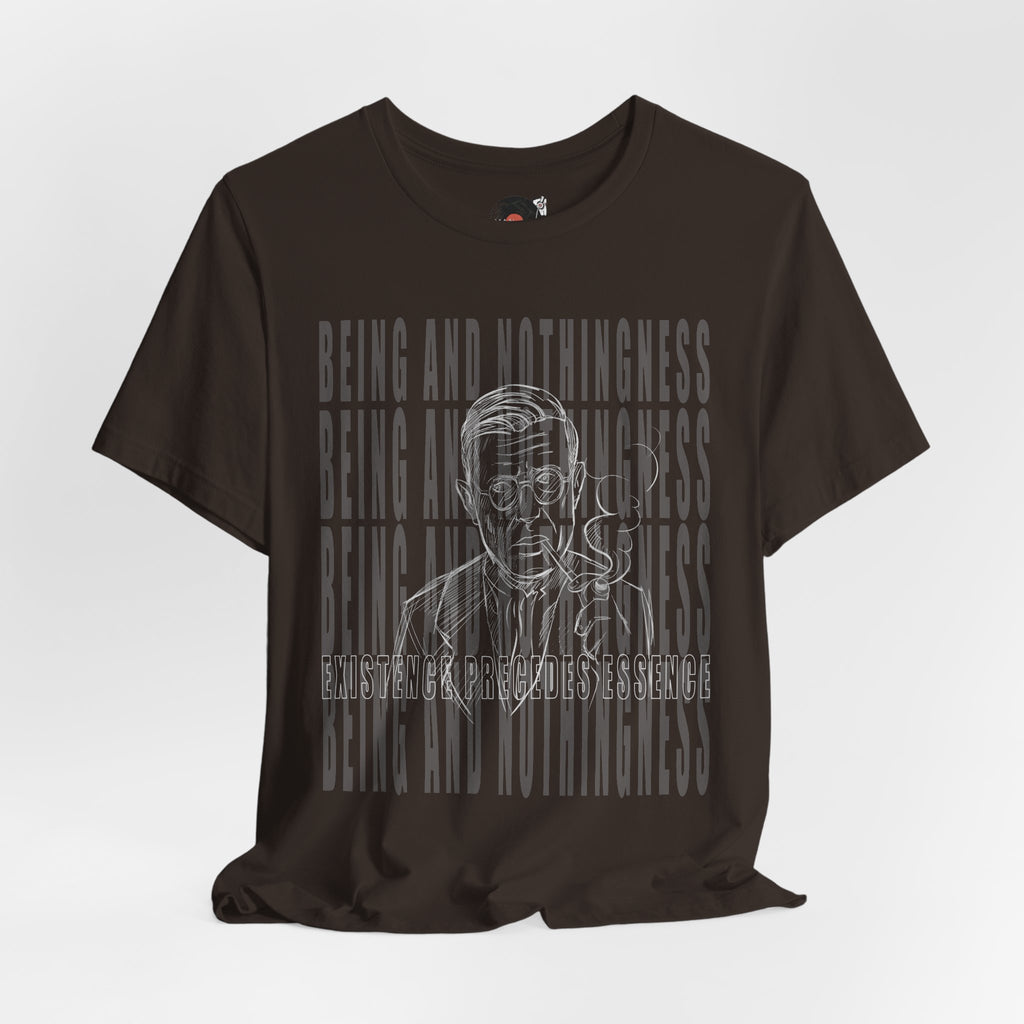 Being and Nothingness graphic Tee | Sartre portrait, existential philosophy text