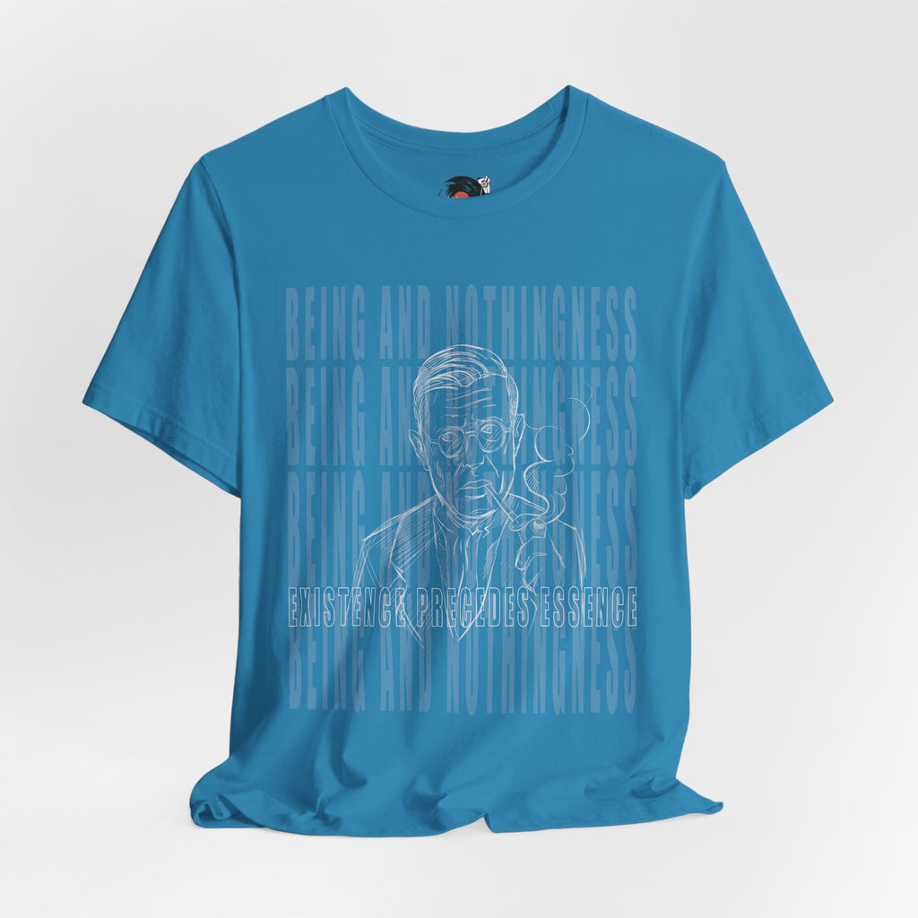 Being and Nothingness graphic Tee | Sartre portrait, existential philosophy text