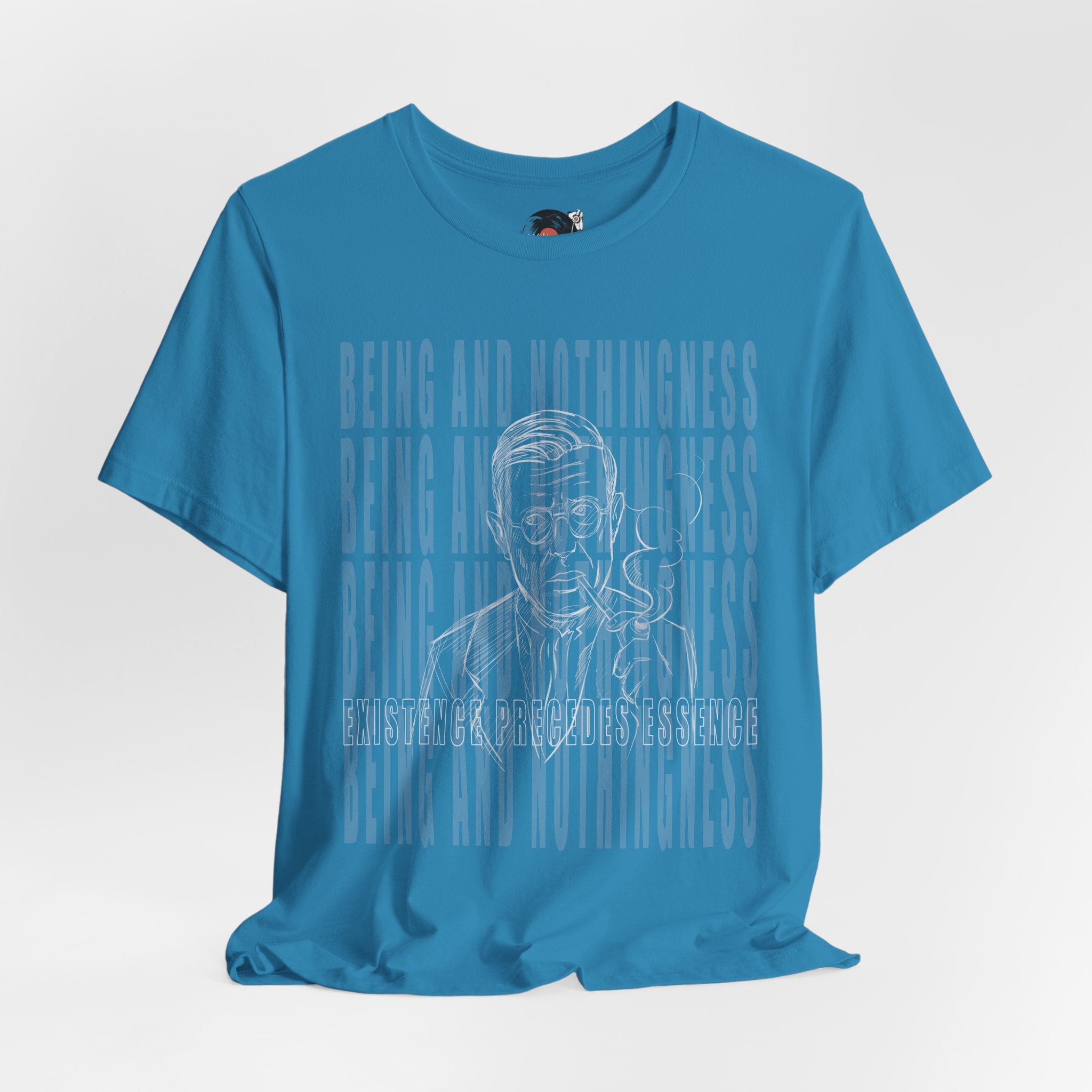 Being and Nothingness graphic Tee | Sartre portrait, existential philosophy text