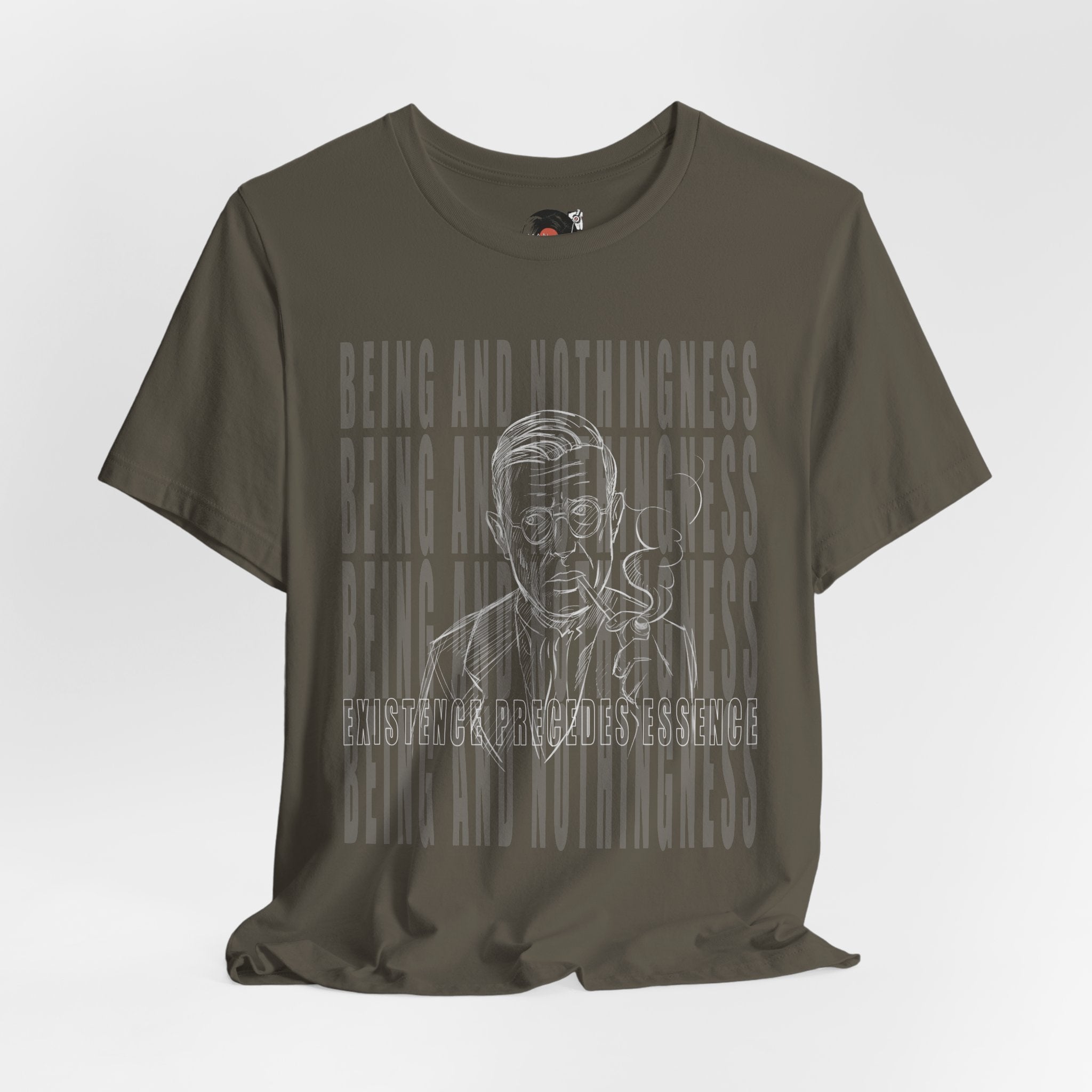 Being and Nothingness graphic Tee | Sartre portrait, existential philosophy text