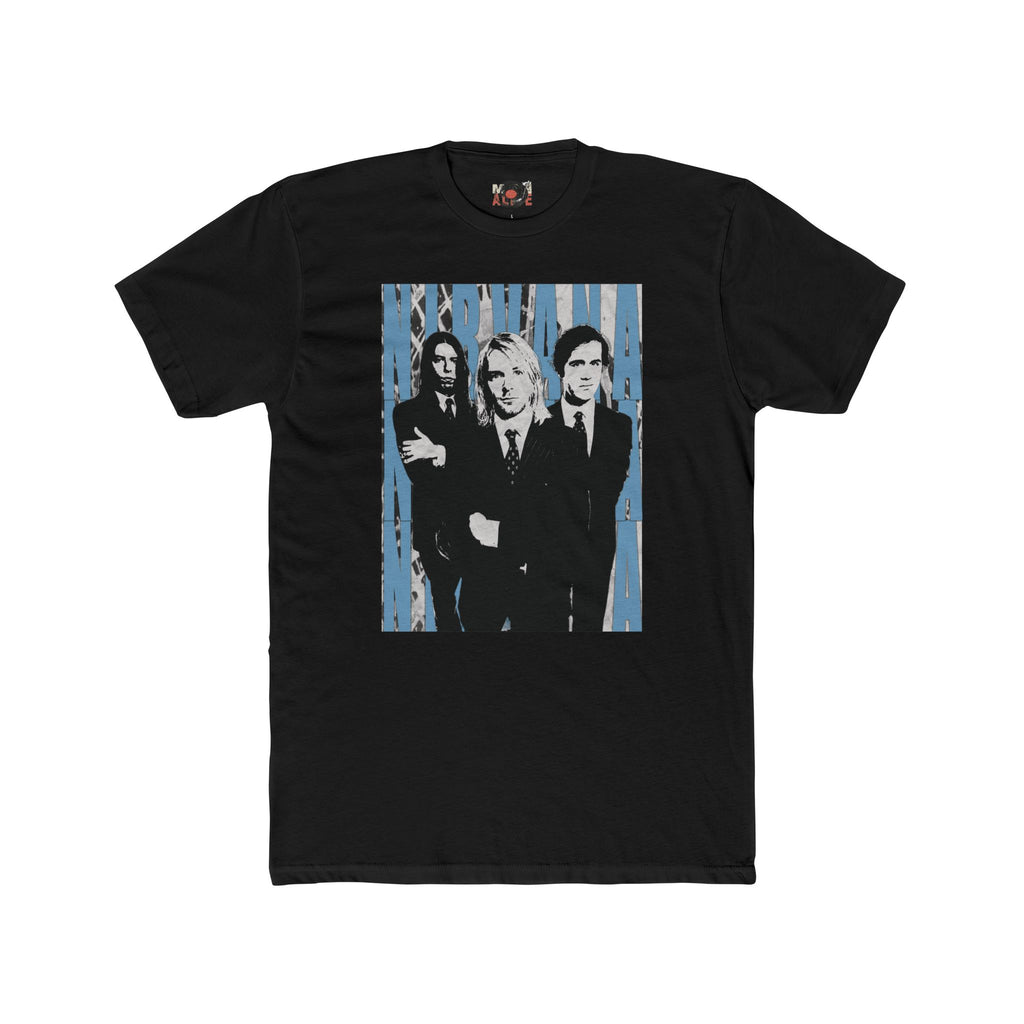 Grunge Band Portrait Tee — "Nirvana" Retro Rock Crew