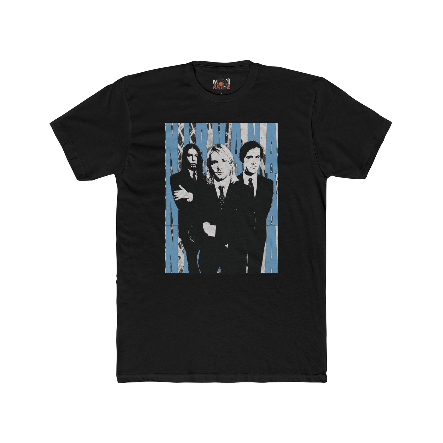 Grunge Band Portrait Tee — "Nirvana" Retro Rock Crew