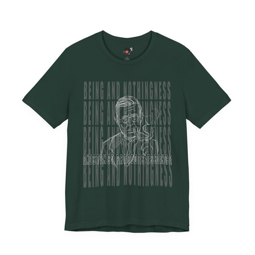 Being and Nothingness graphic Tee | Sartre portrait, existential philosophy text