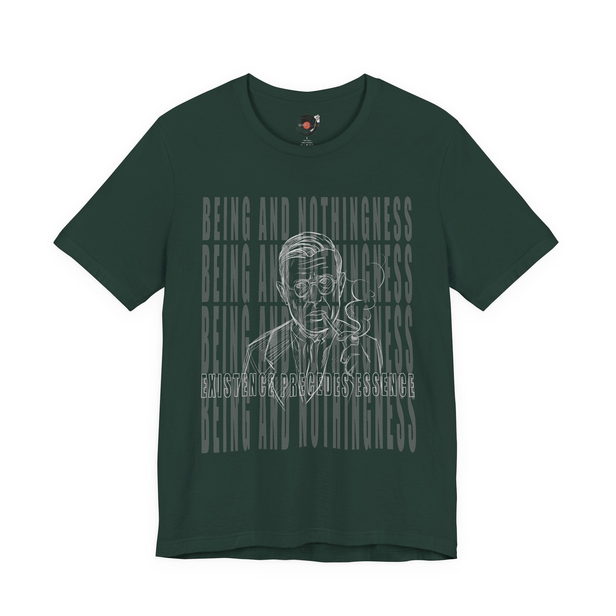 Being and Nothingness graphic Tee | Sartre portrait, existential philosophy text