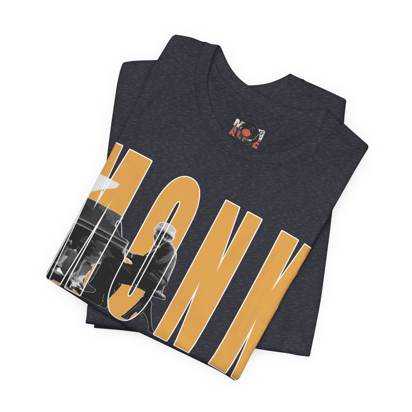 Thelonious Monk Vintage Jazz Silhouette T-Shirt | Yellow Block Letters