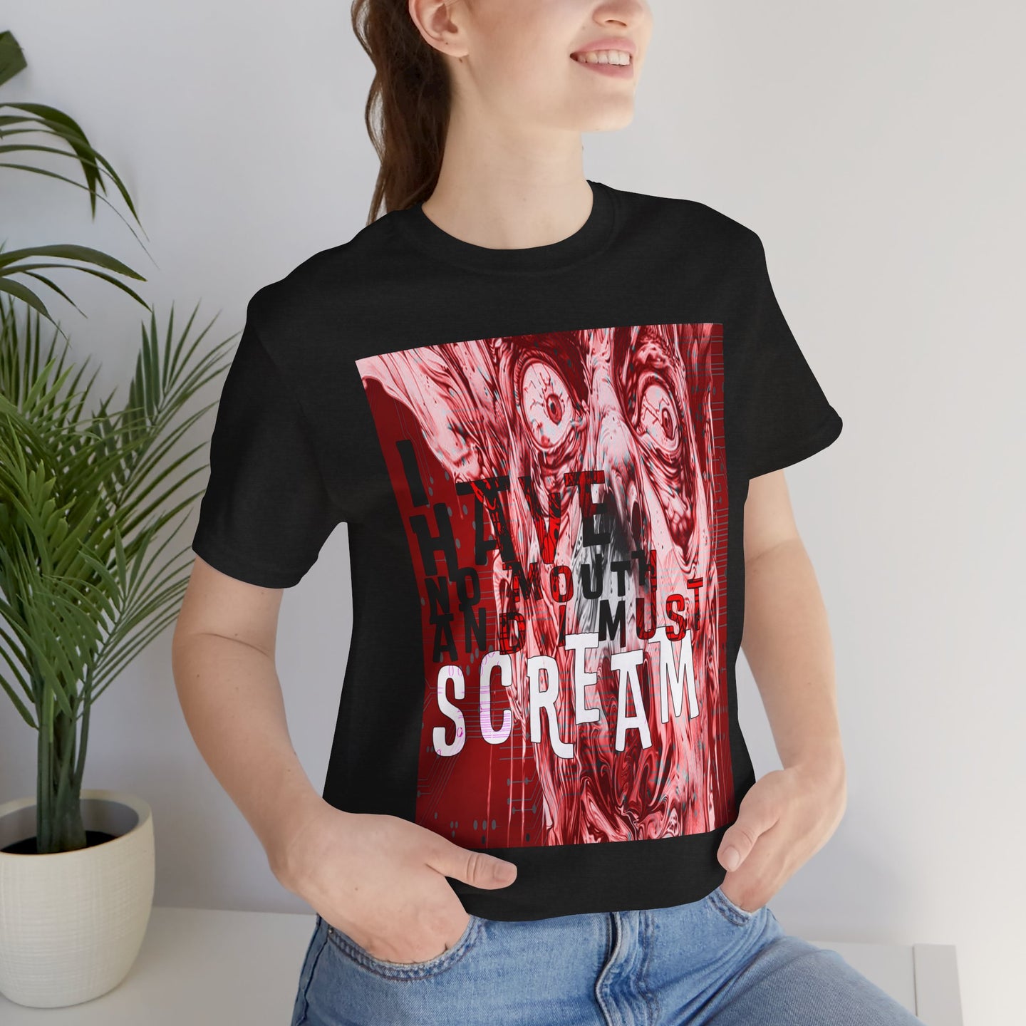 "I Have No Mouth, And I Must Scream" Harlan Ellison Distressed Horror Sci‑Fi T-Shirt