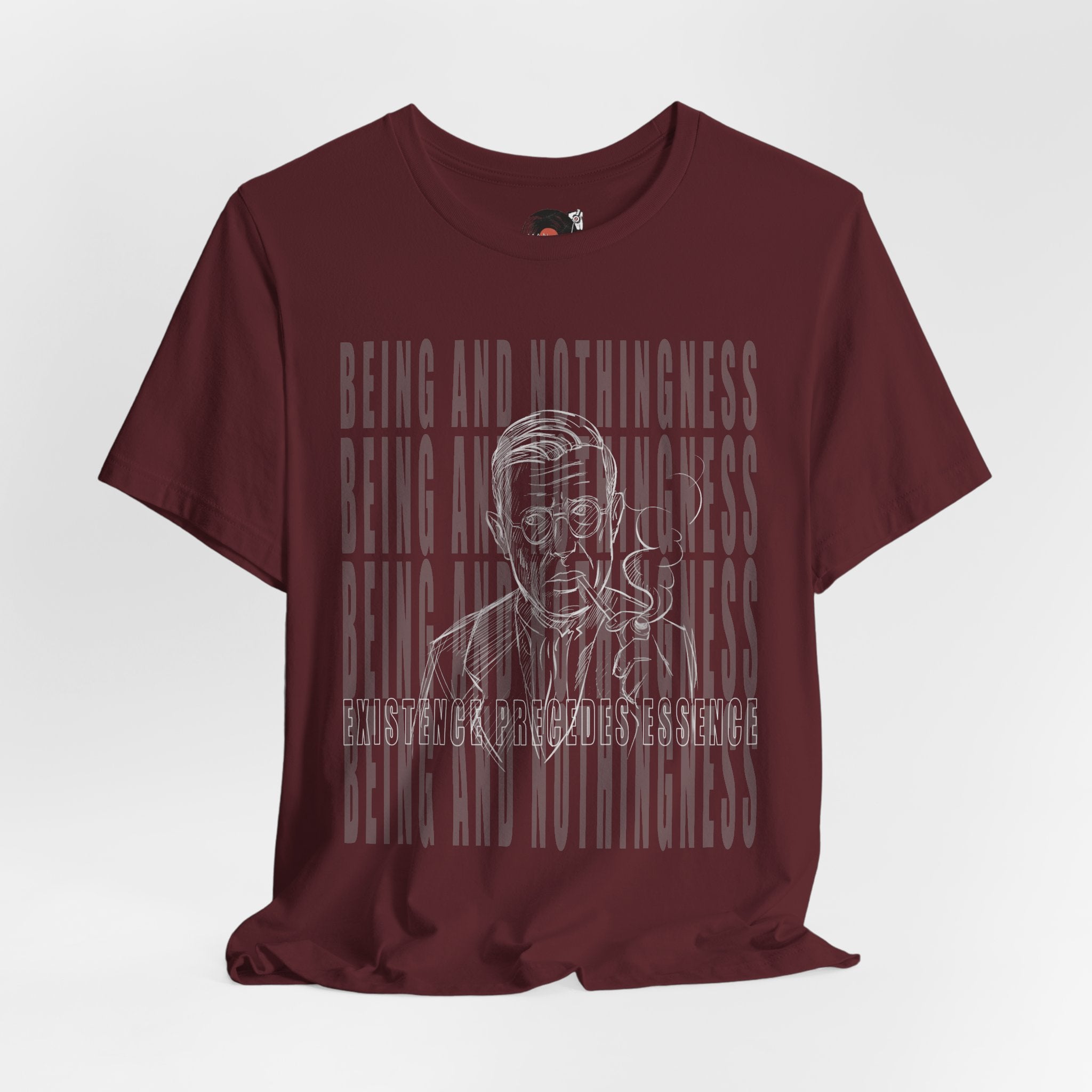 Being and Nothingness graphic Tee | Sartre portrait, existential philosophy text