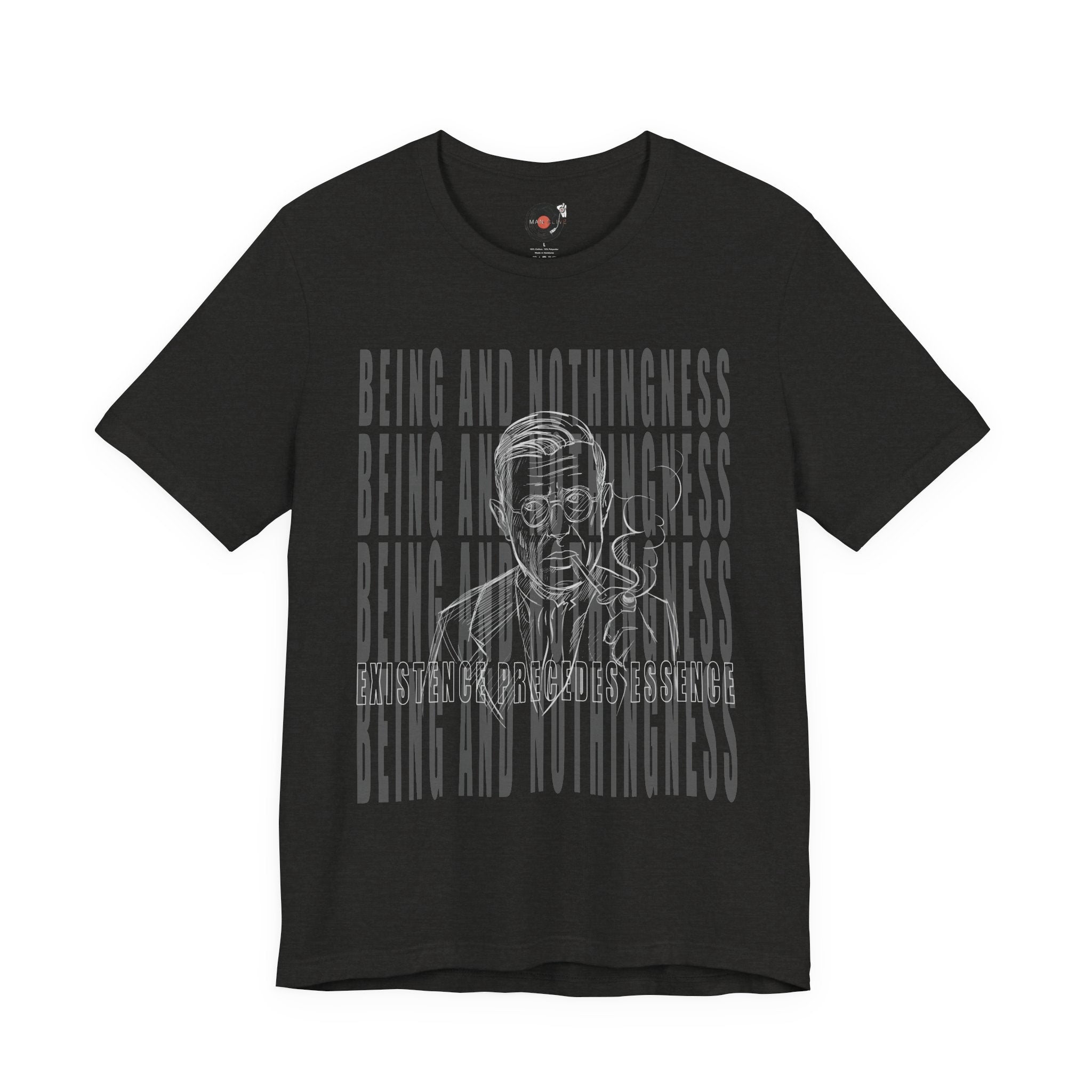 Being and Nothingness graphic Tee | Sartre portrait, existential philosophy text