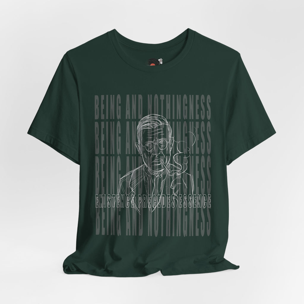 Being and Nothingness graphic Tee | Sartre portrait, existential philosophy text