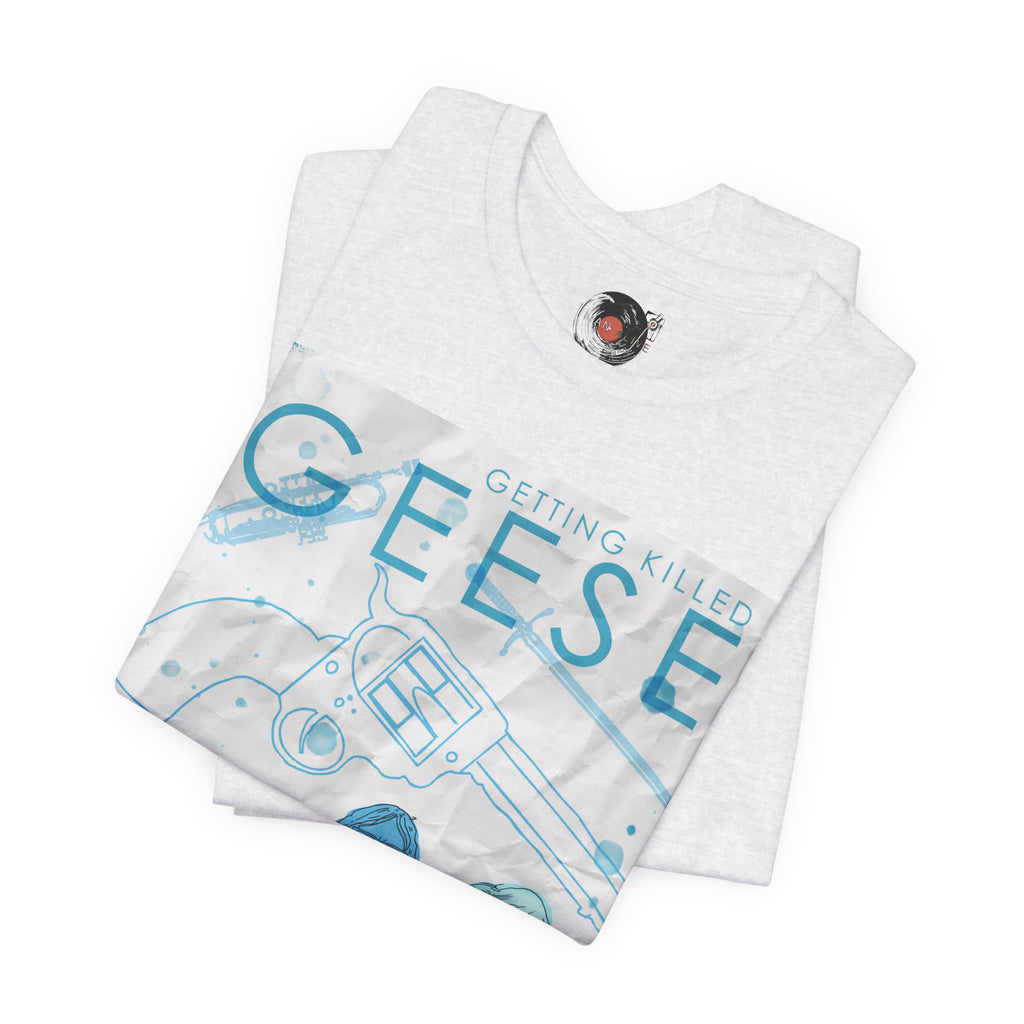 Getting Killed Geese band art T-Shirt | Retro portrait, blue line illustration