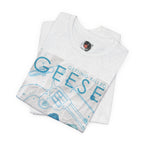 Getting Killed Geese band art T-Shirt | Retro portrait, blue line illustration