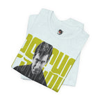Psycho Norman Bates Portrait Graphic T-Shirt | Alfred Hitchcock Movie Yellow Block Lettering