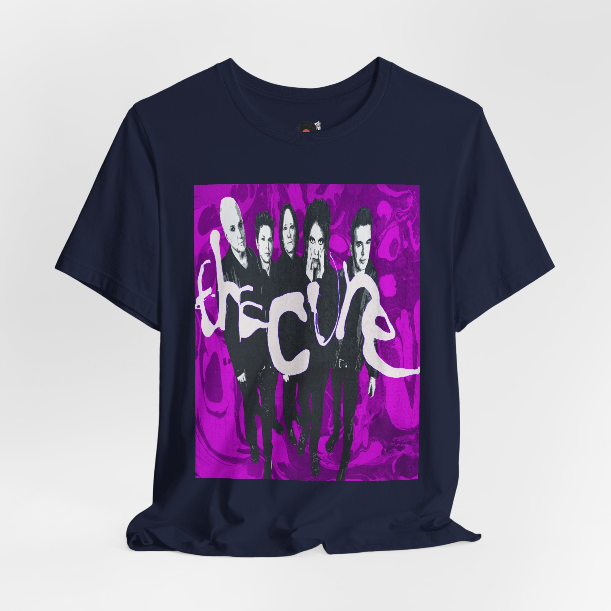 The Cure Band Photo Tee | Alternative Rock Shirt, Purple Graphic