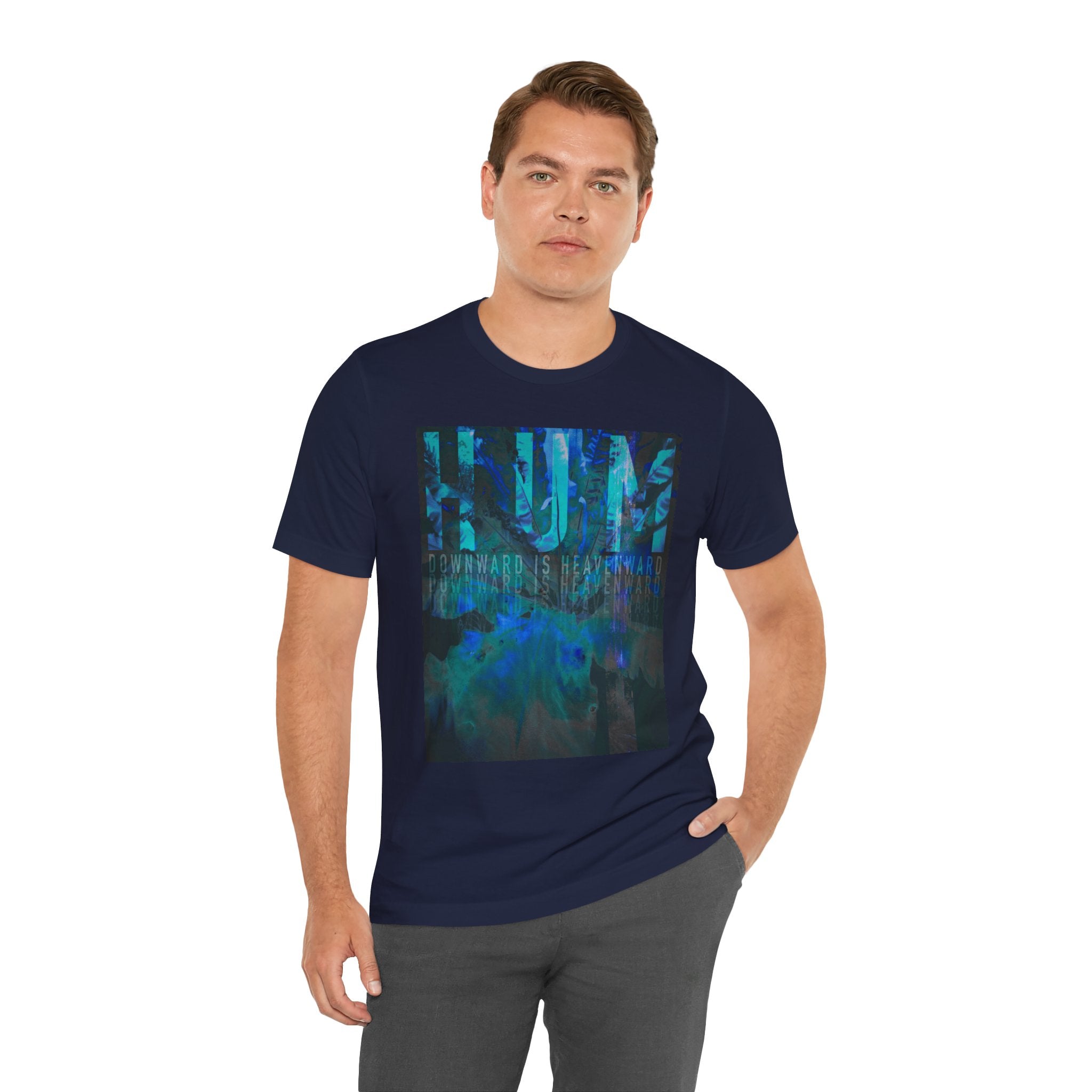 HUM Downward Is Heavenward Abstract Blue Ocean Art T-Shirt | 90s Indie Music Graphic