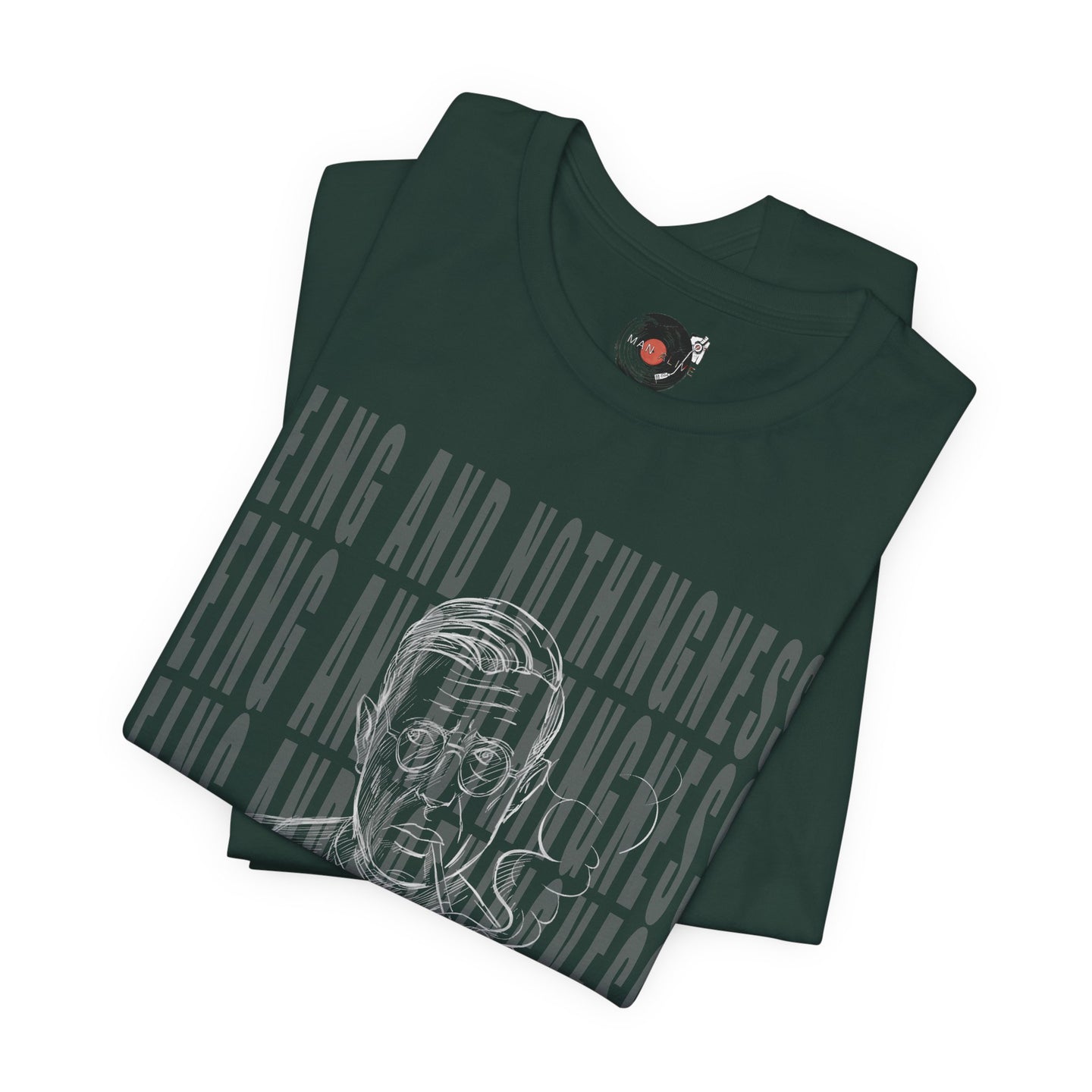 Being and Nothingness graphic Tee | Sartre portrait, existential philosophy text