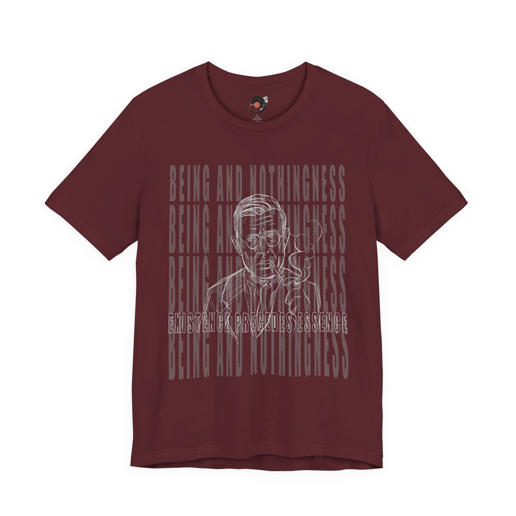 Being and Nothingness graphic Tee | Sartre portrait, existential philosophy text