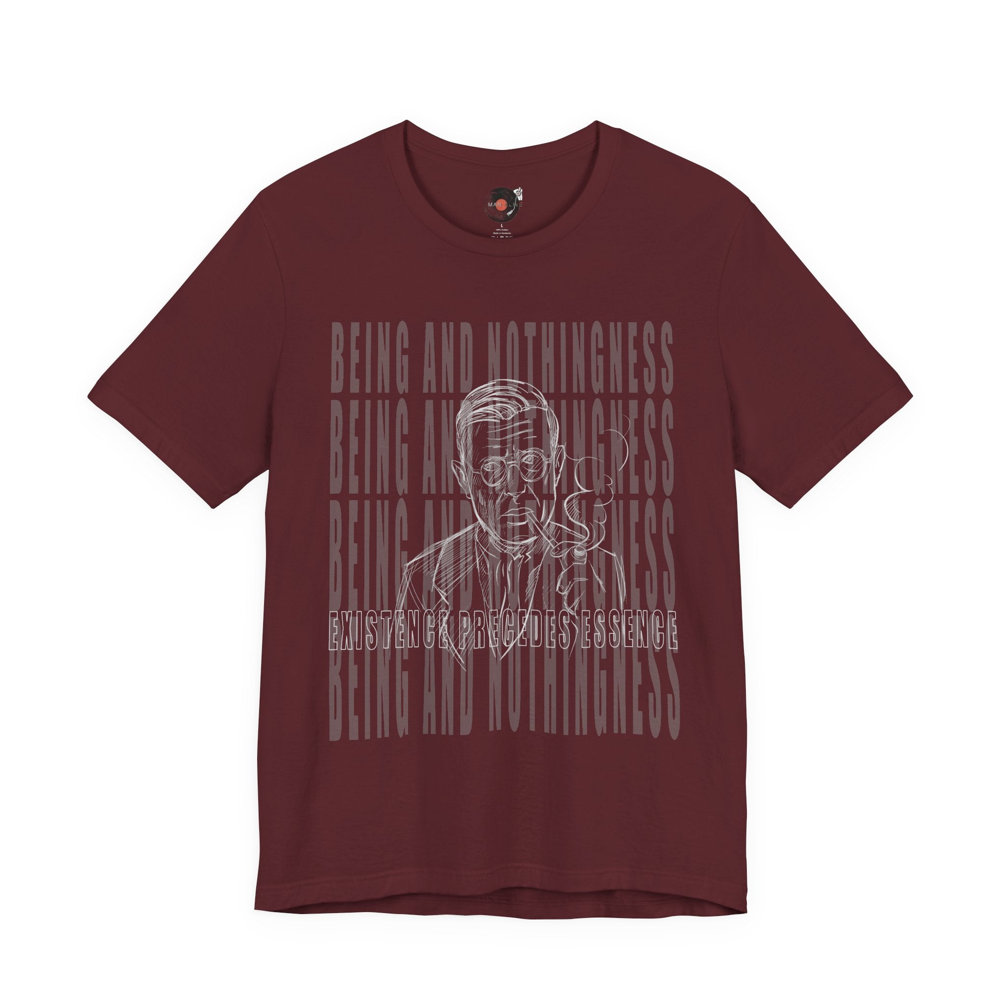Being and Nothingness graphic Tee | Sartre portrait, existential philosophy text
