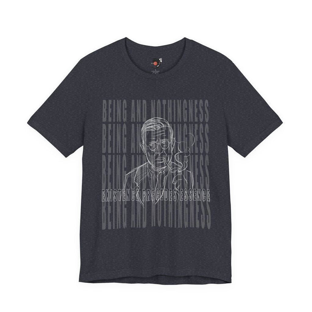Being and Nothingness graphic Tee | Sartre portrait, existential philosophy text