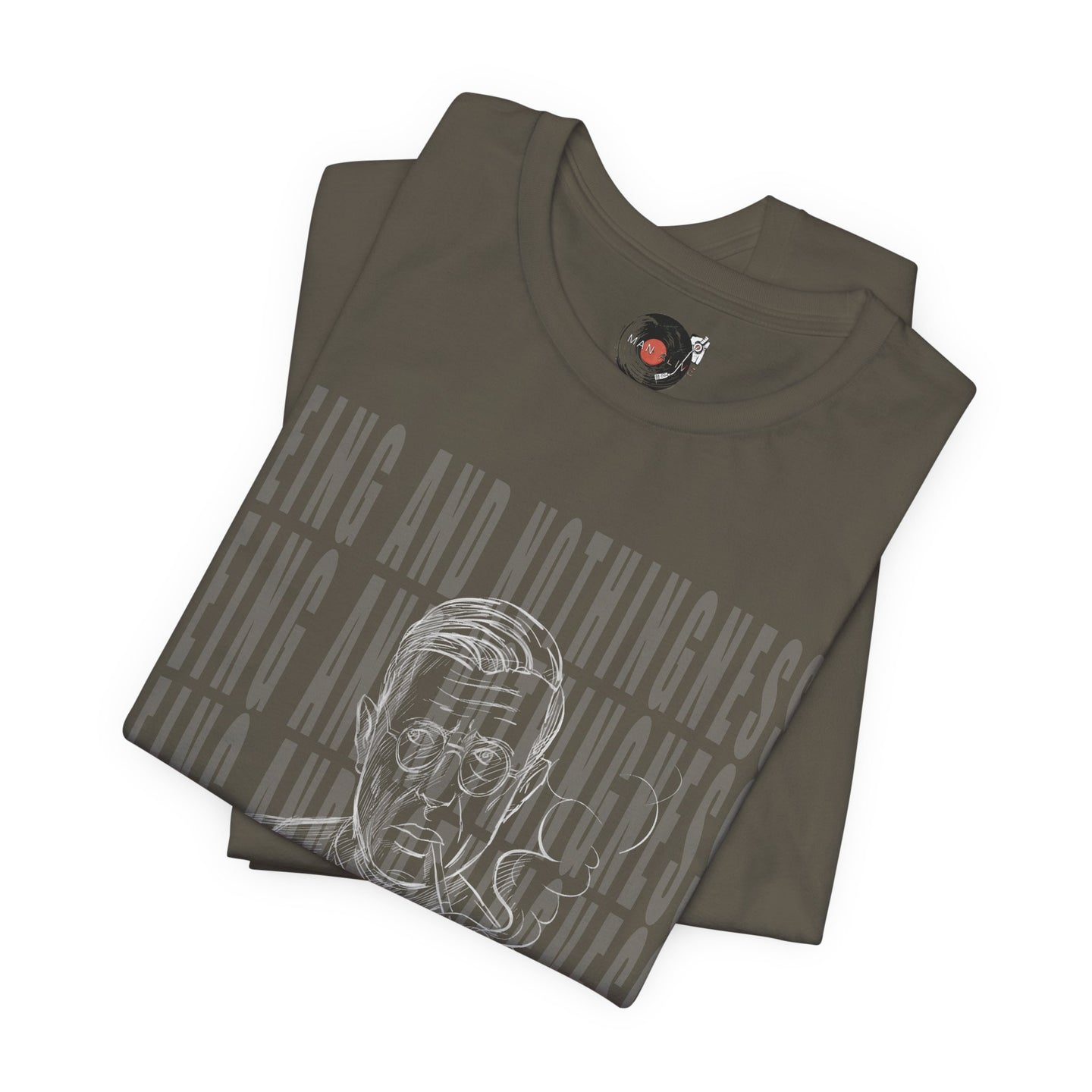 Being and Nothingness graphic Tee | Sartre portrait, existential philosophy text