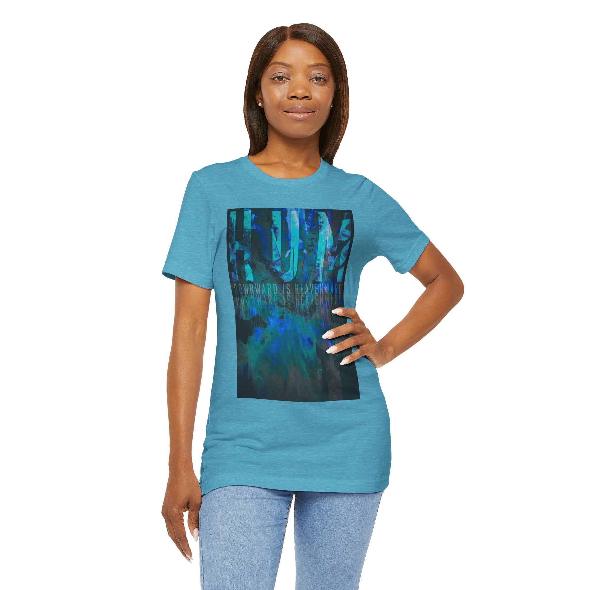 HUM Downward Is Heavenward Abstract Blue Ocean Art T-Shirt | 90s Indie Music Graphic
