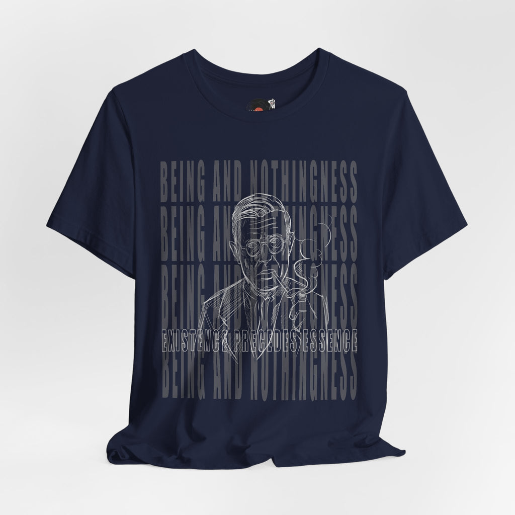 Being and Nothingness graphic Tee | Sartre portrait, existential philosophy text