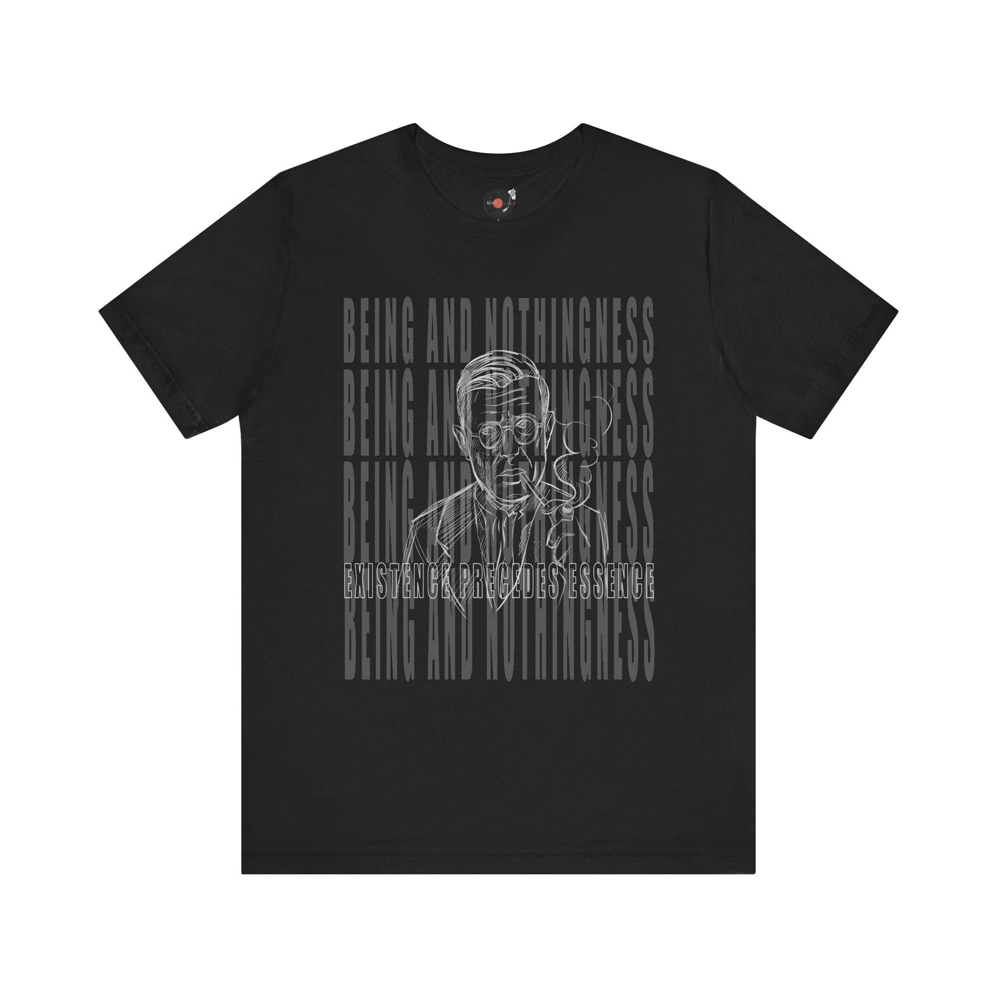Being and Nothingness graphic Tee | Sartre portrait, existential philosophy text