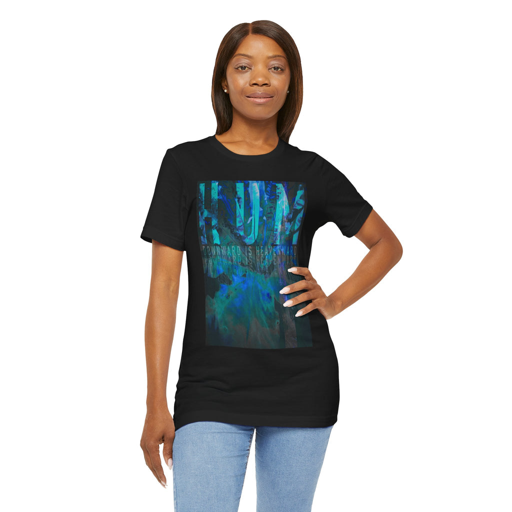 HUM Downward Is Heavenward Abstract Blue Ocean Art T-Shirt | 90s Indie Music Graphic